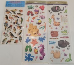 LOT 17 Pack Fish Bugs Zoo Ocean Sea Farm Animals Whales Lions Birds Stickers E