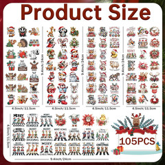 Rub on Transfers, 105 Sheets Christmas Animals Transfer Stickers, Rub on Decals