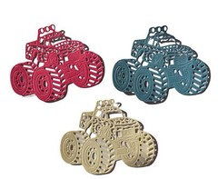 SWIRL MONSTER TRUCK Die-Cuts (3pc)Men•Kids•Dirty•Toy•Mud Bogging•Big Tire•Lights