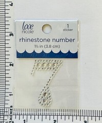 Number 7 Rhinestone Sticker 1.5″ Clear Silver Glitter Scrapbook Monogram Bling