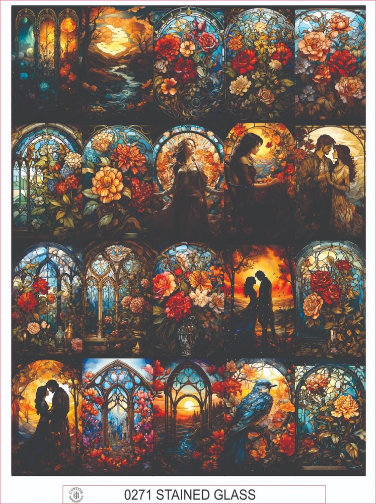 STAINED GLASS – COMPLETE SHEET OF 20 STICKERS