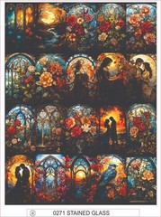 STAINED GLASS – COMPLETE SHEET OF 20 STICKERS