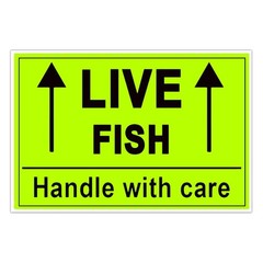 Fluorescent Green Live Fish Shipping Labels 2×3 Inch Stickers for Packages NEW