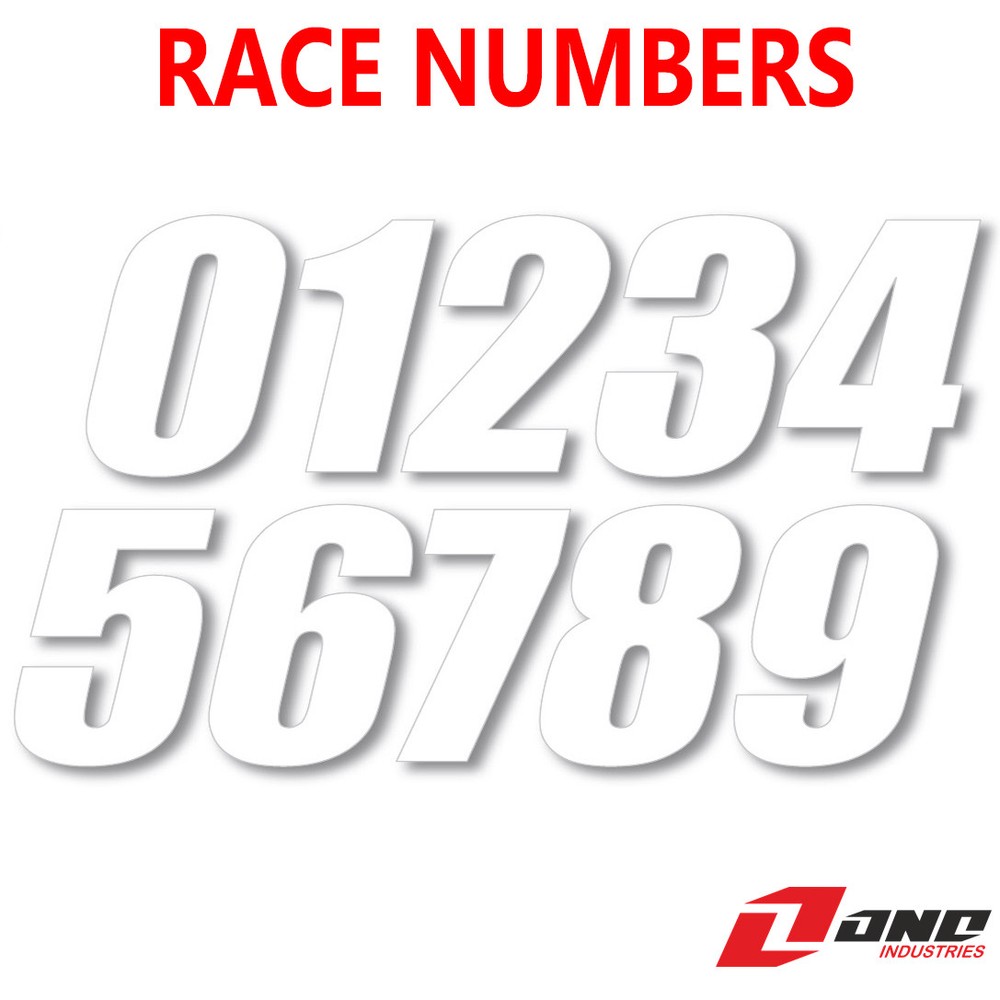 ONE INDUSTRIES MOTOCROSS RACE BIKE NUMBERS SX STYLE WHITE 4″ 6″ 7″ (PACK OF 3)