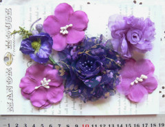PURPLE & PHLOX PURPLE Mix Fabric 6 Flower Mix 40-80mm Manor House