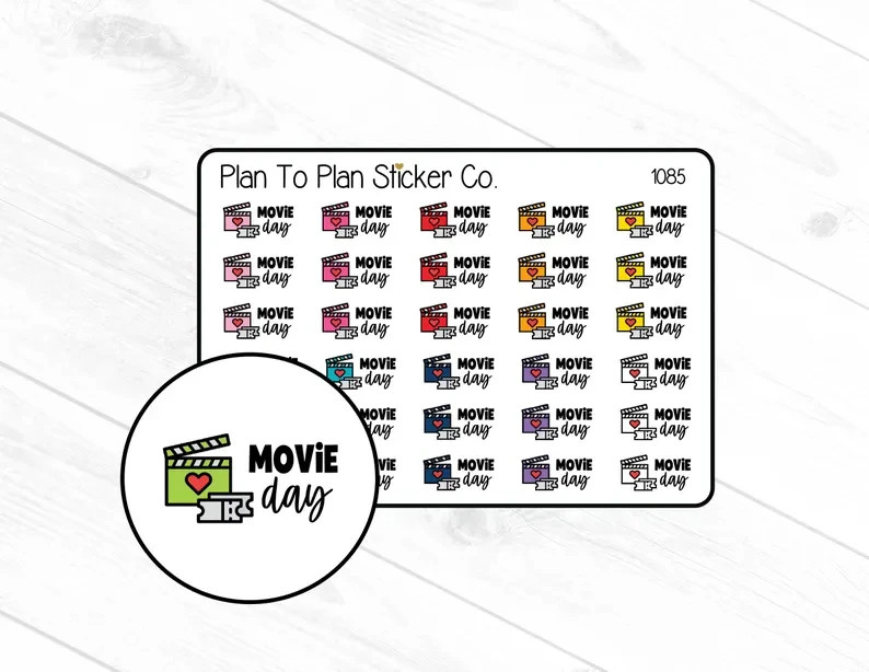 1085~~Movie Day Planner Stickers.