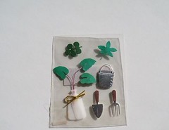Unknown Brand Dimensional Stickers~Tree Planting~New In plastic~Green & Silver