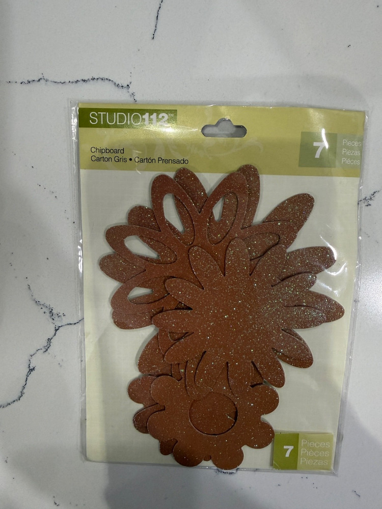 Studio112 7 Piece Cooper Floral Glitter Chipboard Scrapbooking Crafts Journaling
