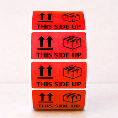 50 This Side Up Stickers Shipping Labels Red Fragile Handle With Care Warning