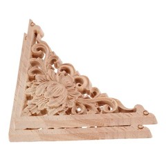 2Pcs Reusable Wooden Carving Appliques Khaki DIY Cabinet and Door Decor