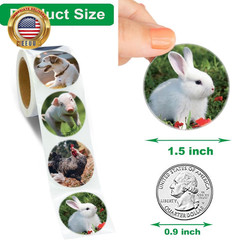 Farm Animal Stickers Roll for Kids 600Pcs round Farm Animals Label Stickers for
