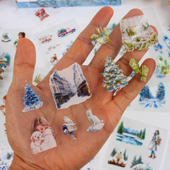 430Pcs Scrapbook Winter Landscape Stickers Set for Scrapbooking Supplies, Aesthe