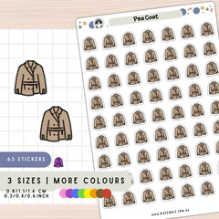 Pea Coat Jacket Stickers – Stylish Autumn Planner Decoration Ideas & Accessories