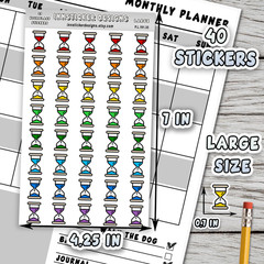 Hourglass Stickers, Mini Icon Reminder Planner stickers, Journals, Scrapbooks