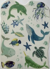 SEA CREATURE Mylar Sticker (22pc)Dolphin•Turtle•Fish•Whale •Starfish•Card Making