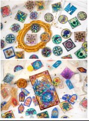 Set Of 60 Stained Glass Cathedral Sticker Flakes Windows Journal