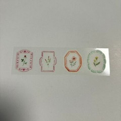 Cute Botanical Flower Stickers 4 Pieces Kawaii Japanese Vintage Stamp Frame