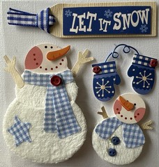 SNOWMAN PAIR Dimensional Stickers(4pc)Christmas•Holiday •Snowflakes•Scarf•Snow•