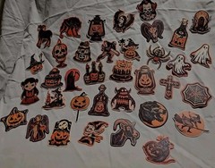 Halloween Stickers Vintage Style Orange Cream Black Pumpkin Witches 35+