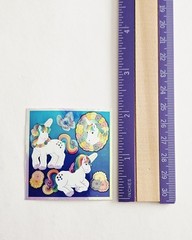 Vtg Sandylion Stickers Mod Unicorns Rainbow Mother Of Pearl MOP Iridescent Opal