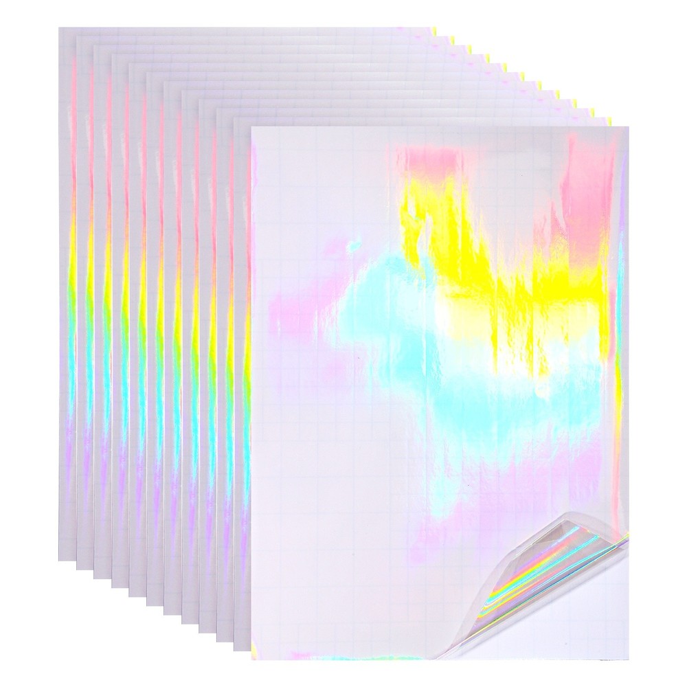12x8in Holographic Laminate Sheets 12Pcs Sticker Paper Holographic Plain