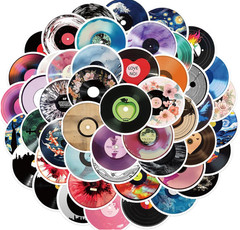 50pcs Vinyl Record Stickers, Music Stickers for Water Bottle, Tech and Scrapbook