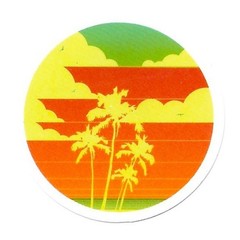 Retro Sunset Palm Tree Die Cut Vinyl Sticker Decal Durable Beach Vacation