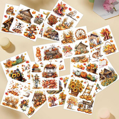 16 Pcs Fall Farmhouse Rub on Transfers for Crafts, Autumn Rub on Transfers for F