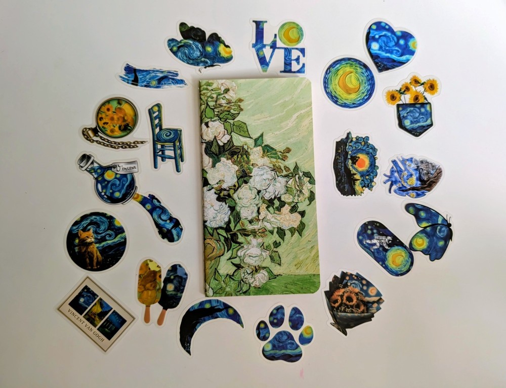 Van Gogh Scrapbook, one 24 page notebook & 20 translucent stickers