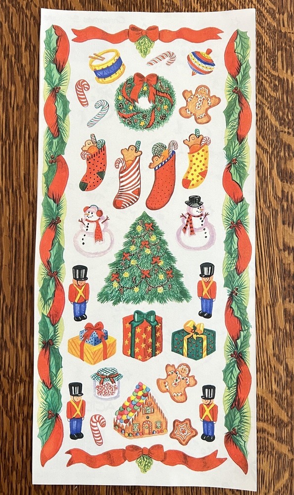 Rare Vintage CHRISTMAS Stickers & Borders By Tie Me To The Moon – Large Sheet