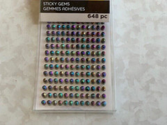 BEAD LANDING STICKY GEMS ROUND RINBOW GEMS 3 SHEETS 648 PCS