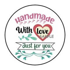 30 HANDMADE WITH LOVE JUST FOR YOU ENVELOPE SEALS LABELS STICKERS 1.5″ ROUND