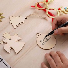 30 Pcs Unfinished Paintable Blank Wooden Christmas Festival Decoration Orname…