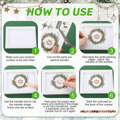 16 Sheets Rustic Christmas Rub on Transfers for Crafts Xmas Tree Wreath Ball Soc