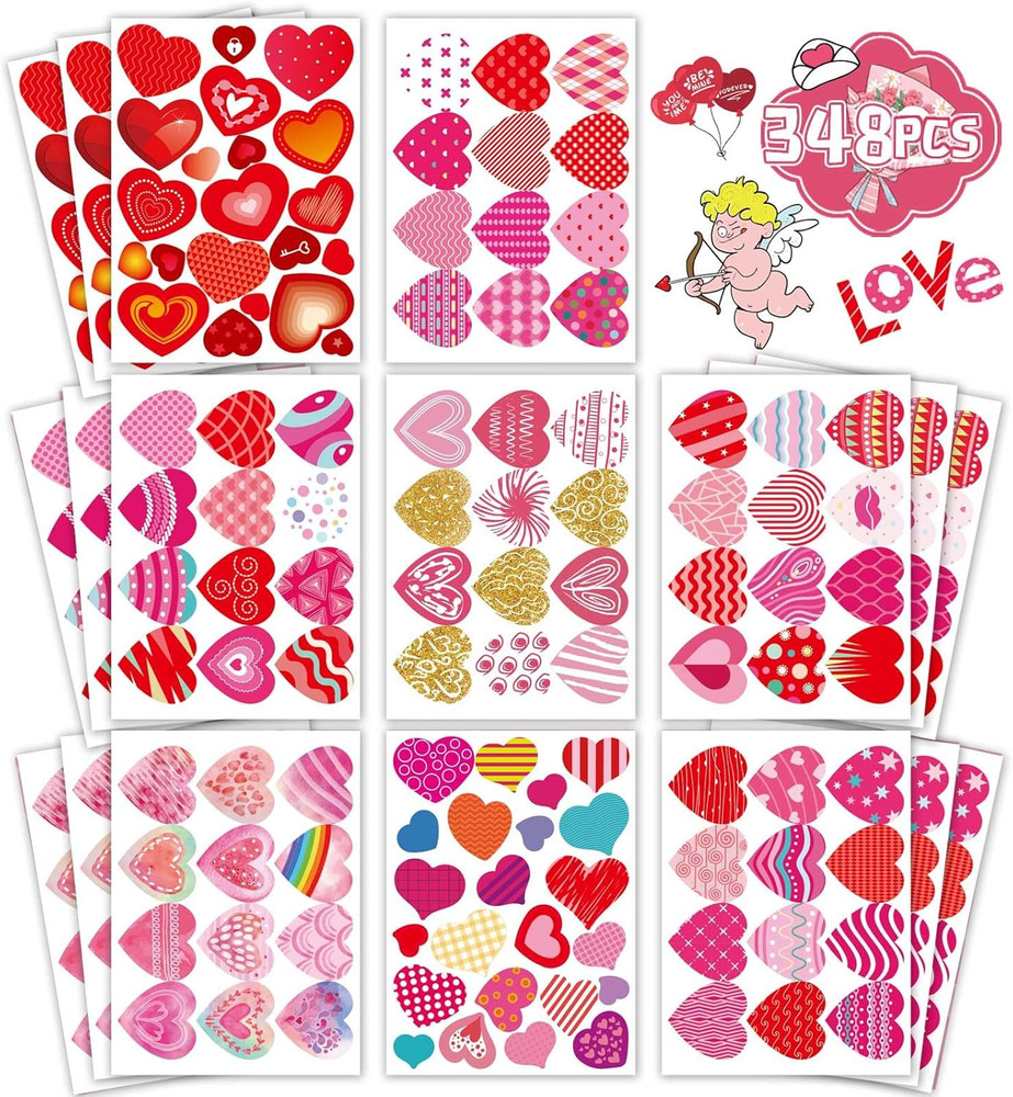 Heart Stickers for Kids, Valentines Day Colorful Heart Stickers Valentine’S Day