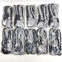 10 Sets of Black and Silver Double Graduation Honor Cords 69″ Long with Tassels