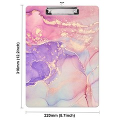 Fashion Clipboard, A4 Letter Size Wooden Decorative C-pink Purple Marble