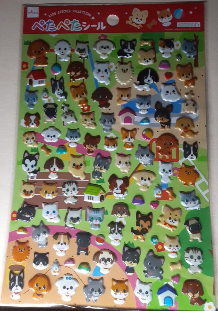 100+ dog/cat/puppy/kitten mini puffy stickers from Japan. NEW!