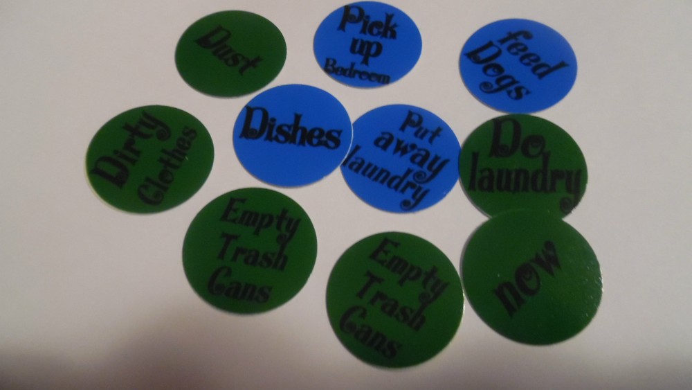 Pre Cut One Inch Bottle Cap Images! CHORES JOBS DUTIES with Free Shipping