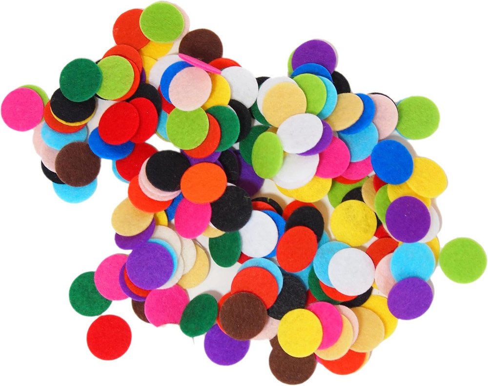 Mixed Color Assortment Felt Circle Stickers (1 Inch – 100Pc)