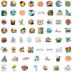 120PCS Hawaii Themed Stickers for Water Bottles, Summer Beach Scene Sticker Pack