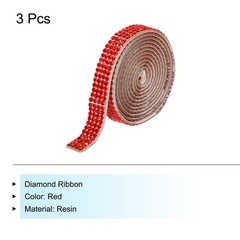 3Roll 3 Yards 8mm Diamond Ribbon Red