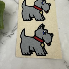 Vintage 80s Personal Expressions Scottie Dog Fuzzy Flocked Sticker 3 Gray Puppy