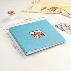 12×12 DIY Scrapbook Photo Album Linen Cover 3-Ring Binder 40 Sleeves Blue