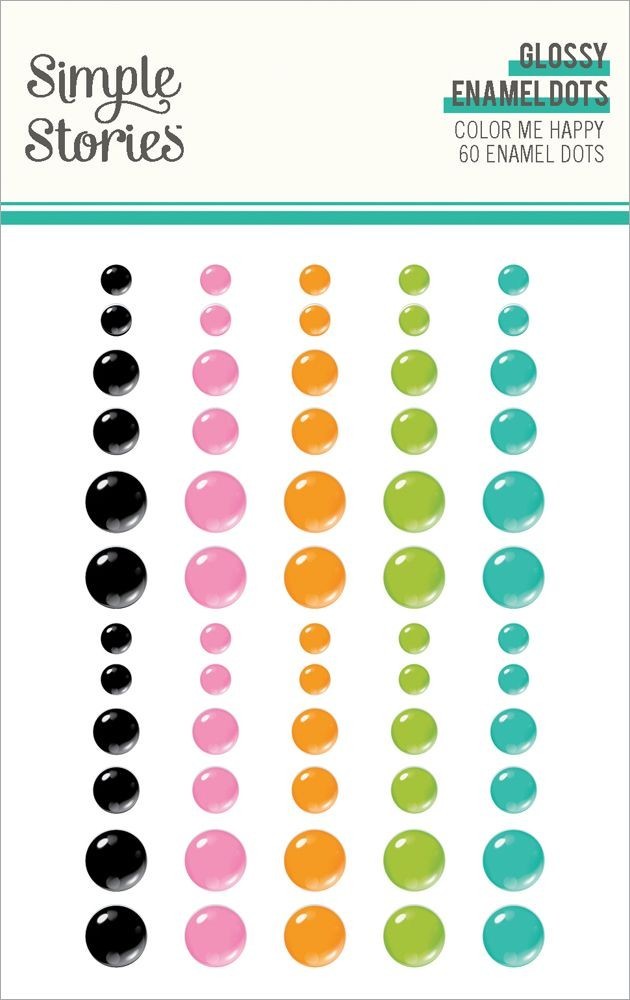 Crafts Glossy Dots SS Sticky Back Color Me Happy Black Pink Orange Green Blue