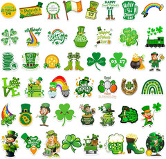 50 Pcs St. Patrick’S Day Stickers, Vinyl Waterproof Irish Shamrock Stickers
