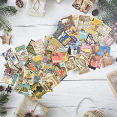 100 Pcs Scrapbooking Stickers,Food Stickers for Scrapbooking,Vintage Stamp Stick