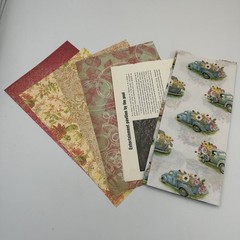 Vintage Ephemera Junk Journal Kit Craft -Supplies Fabric Buttons Cards Paper Mix