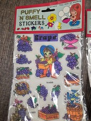Puffy-n-Smell Stickers 1980s CHOCOLATE + Grape Puff Scratch Set of 2