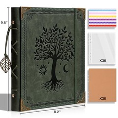 Vintage Leather Photo Album 4×6 Scrapbook 120 Photos Refillable Green Tree of Li